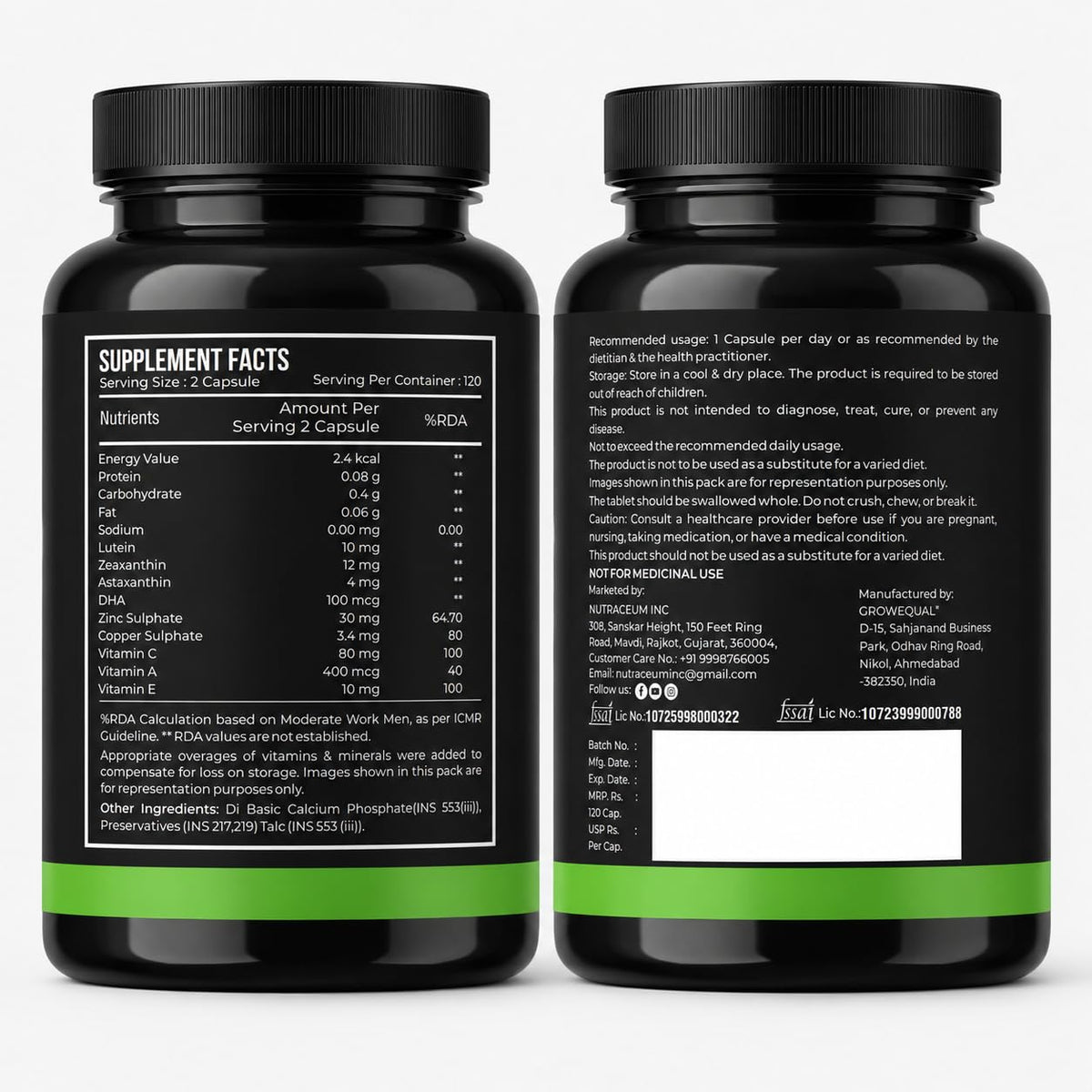 Nutrasium Eye Care | Lutein Zeaxanthin Astaxanthin | Eye Strain | 120 Tabs