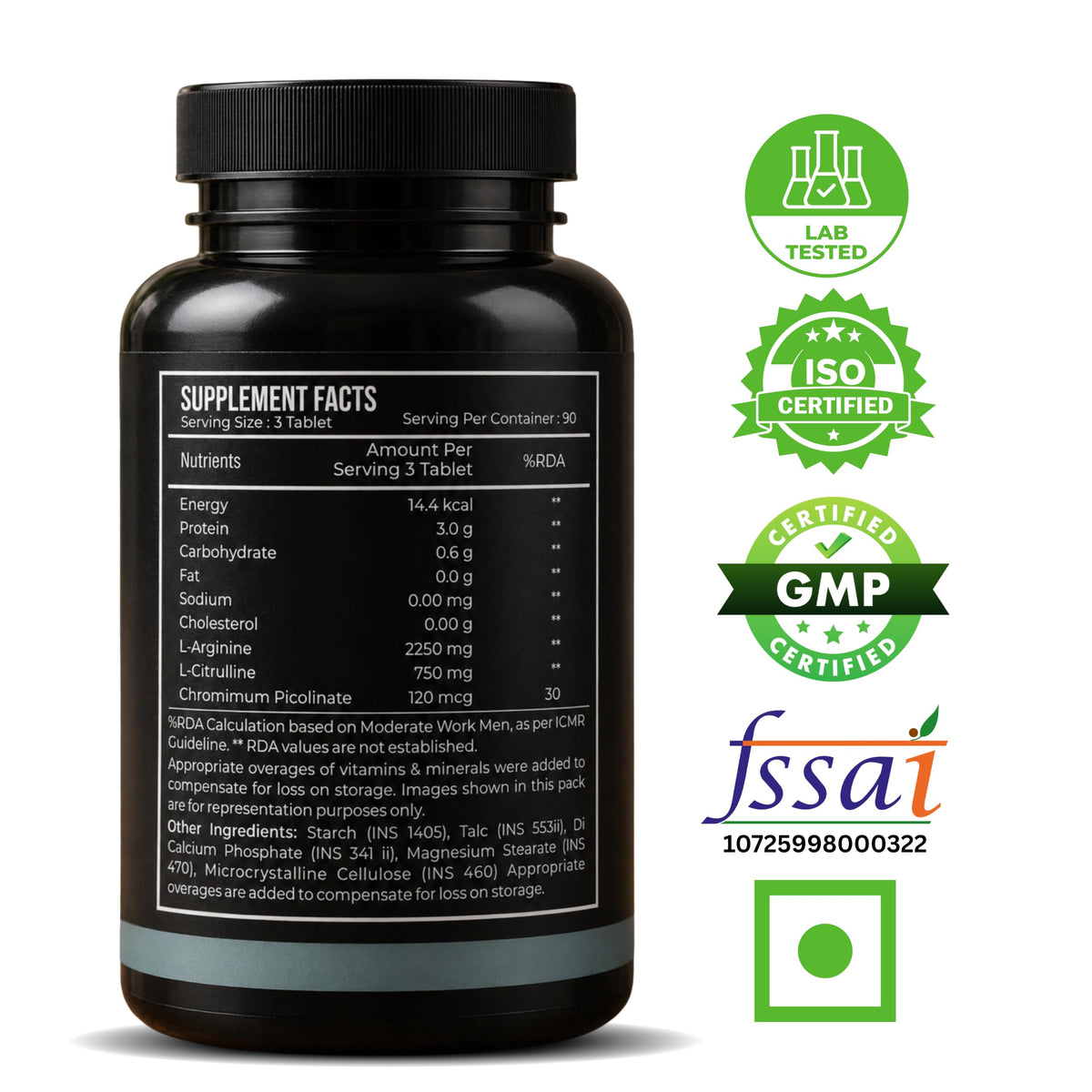 Nutrasium L-Arginine 2250 mg Tablets | L-Arginine Amino Acid Dietary Supplement | 90 Tablets | High Strength Formula | Daily Nutritional Supplement for Adults | Unflavored