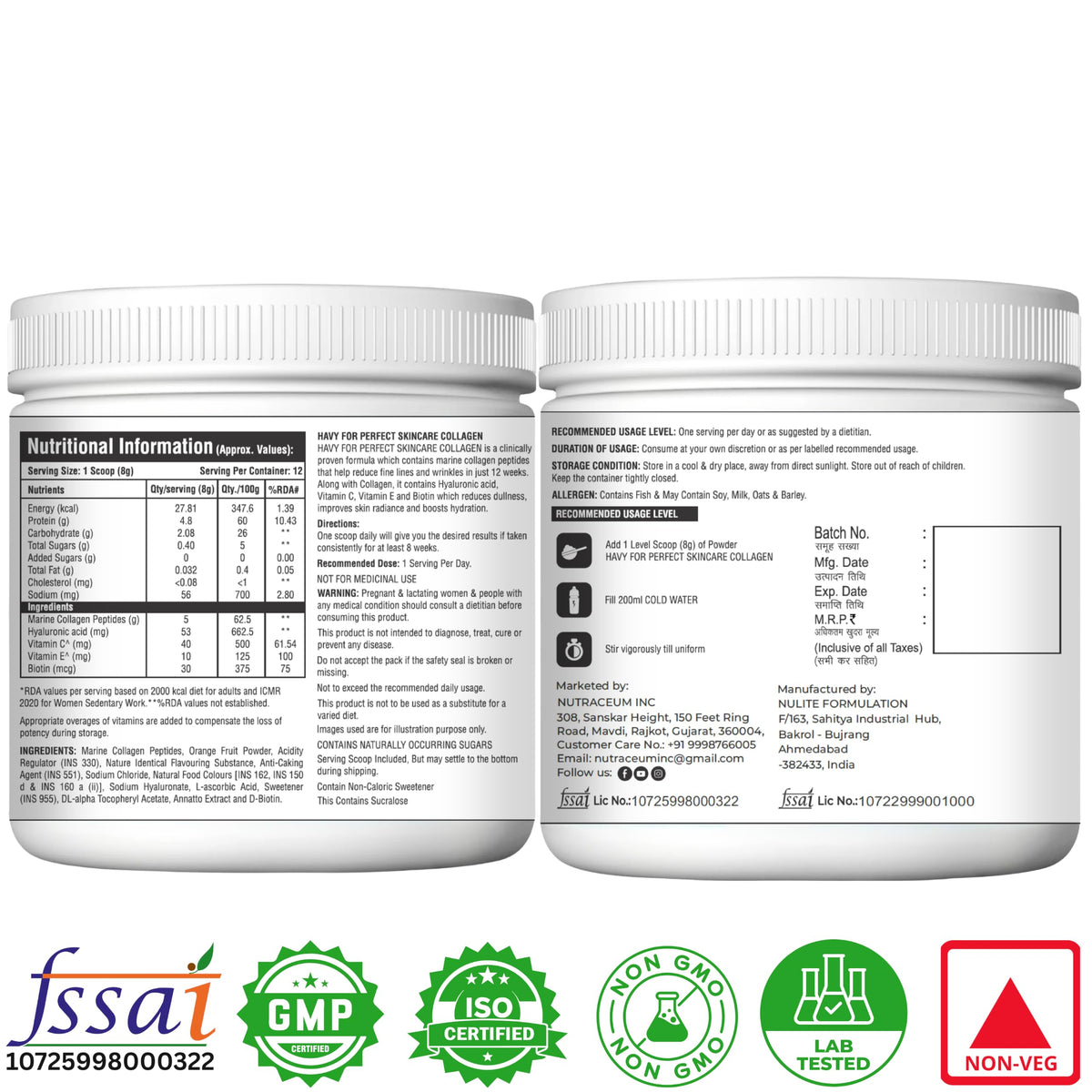 Nutrasium Marine Collagen Supplement with Vitamin C & Hyaluronic acid for Men & Women | Skin, Joints, Hair & Nails | Hydrolyzed Peptides Fast Absorption | Added Biotin & Zinc | 100 Gram Refrashing Lemin Mint Flavour