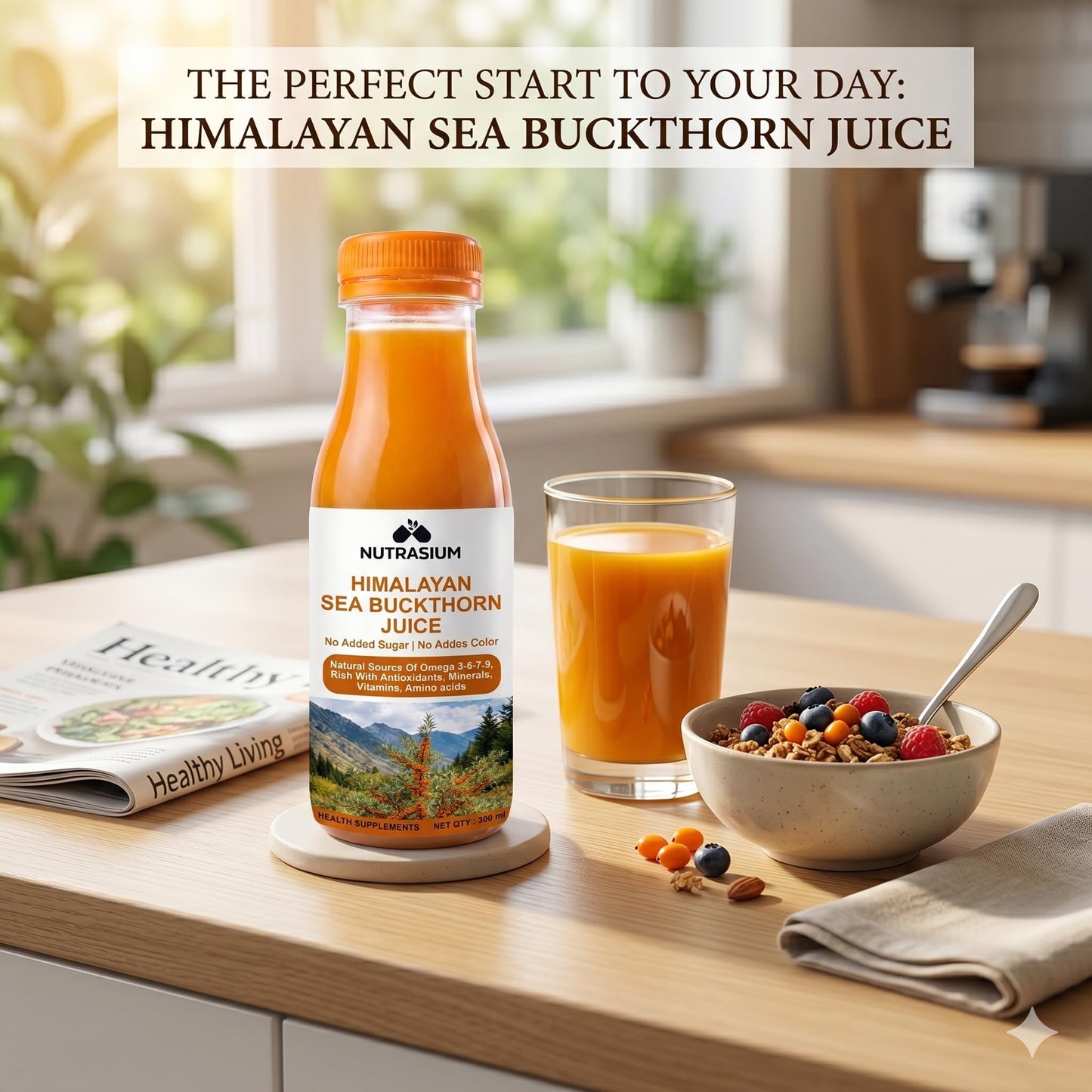 Nutrasium Sea Buckthorn Juice 600ml | Vitamin C | Omega 3-6-7-9 | Pure Concentrate