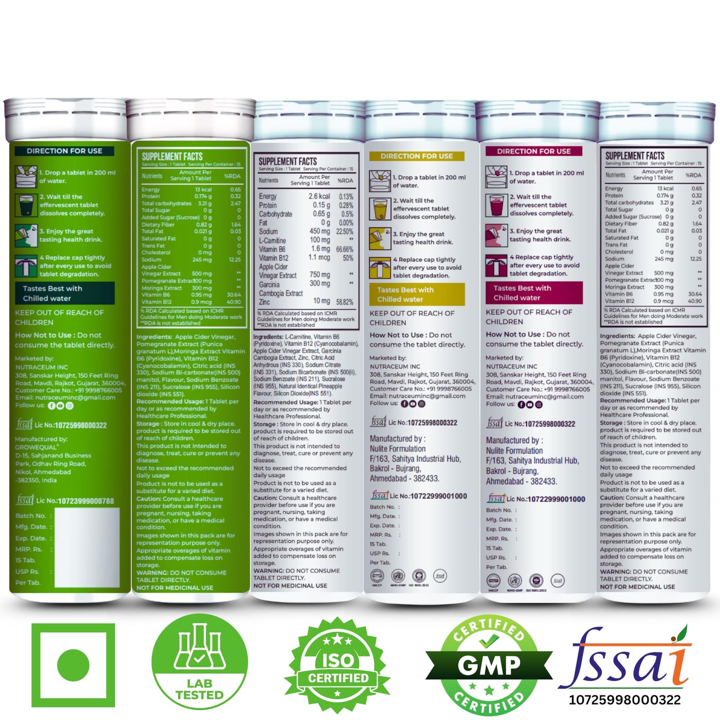 Nutrasium ACV Moringa Metabolism Plus | Apple Cider Vinegar Effervescent Tablet | For Supports Weight Loss, Control Cravings, Convert Fat Into Energy, Boost Energy & Immunity | 45 Tablets Mix Fruit