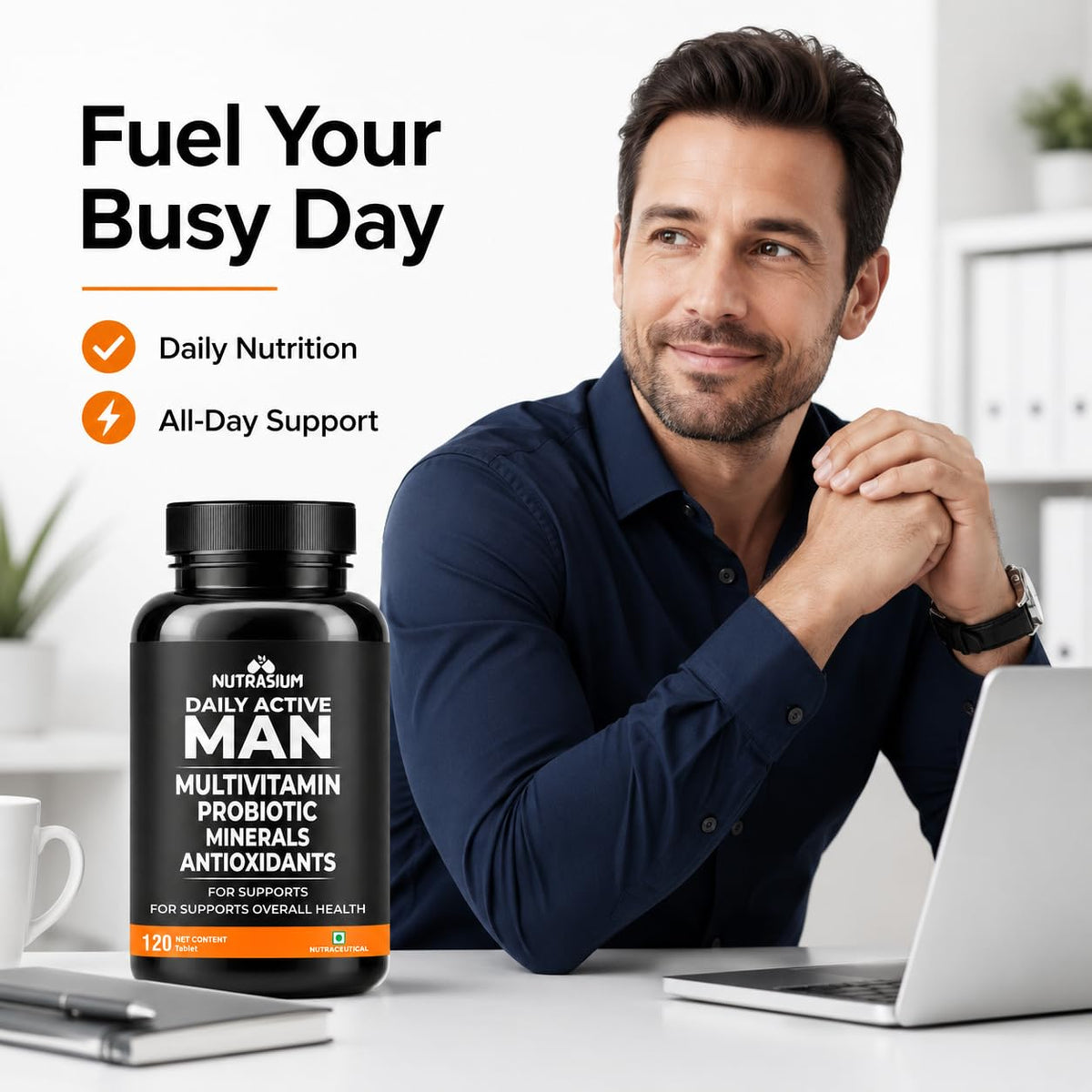 Nutrasium Multivitamin For Men | Immunity Energy Fitness Stamina | 120 Tabs