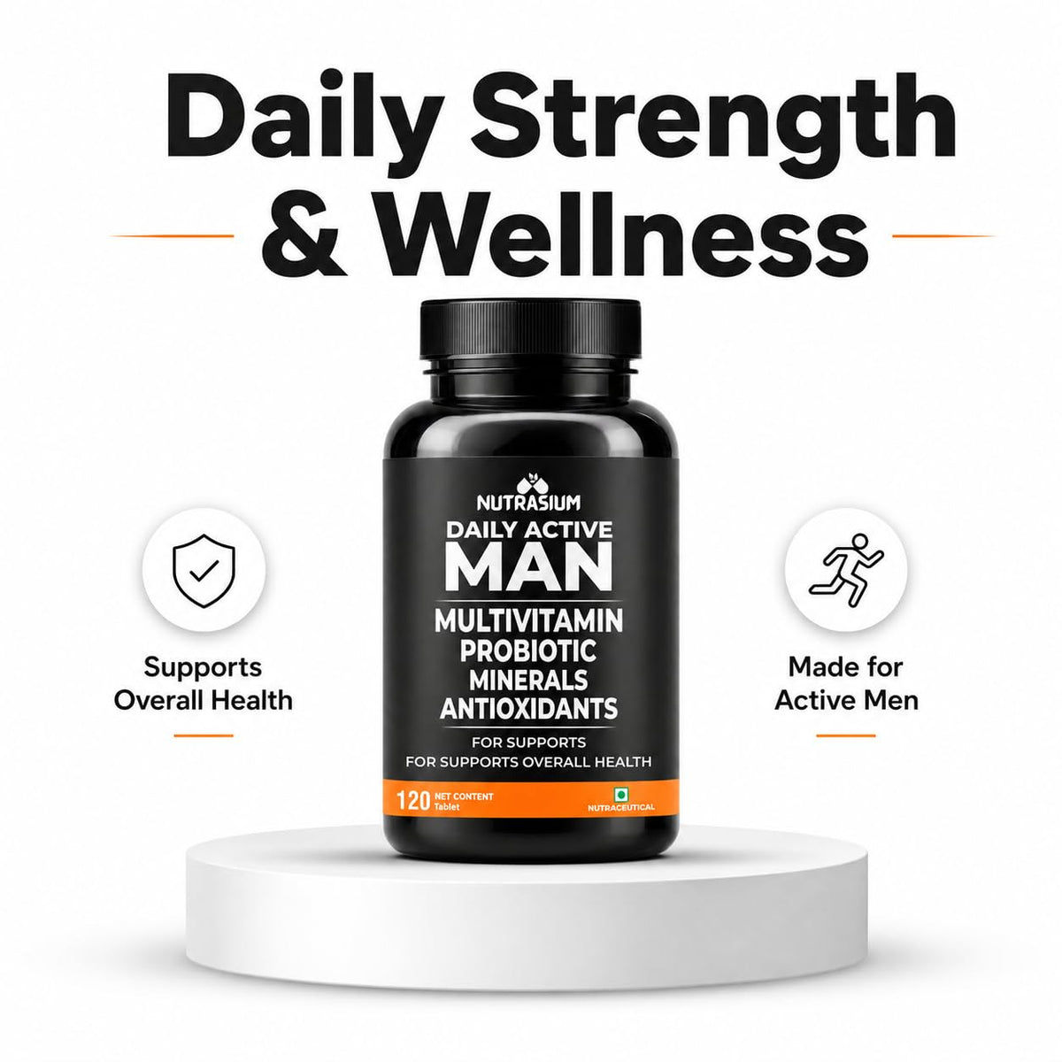 Nutrasium Multivitamin For Men | Immunity Energy Fitness Stamina | 120 Tabs