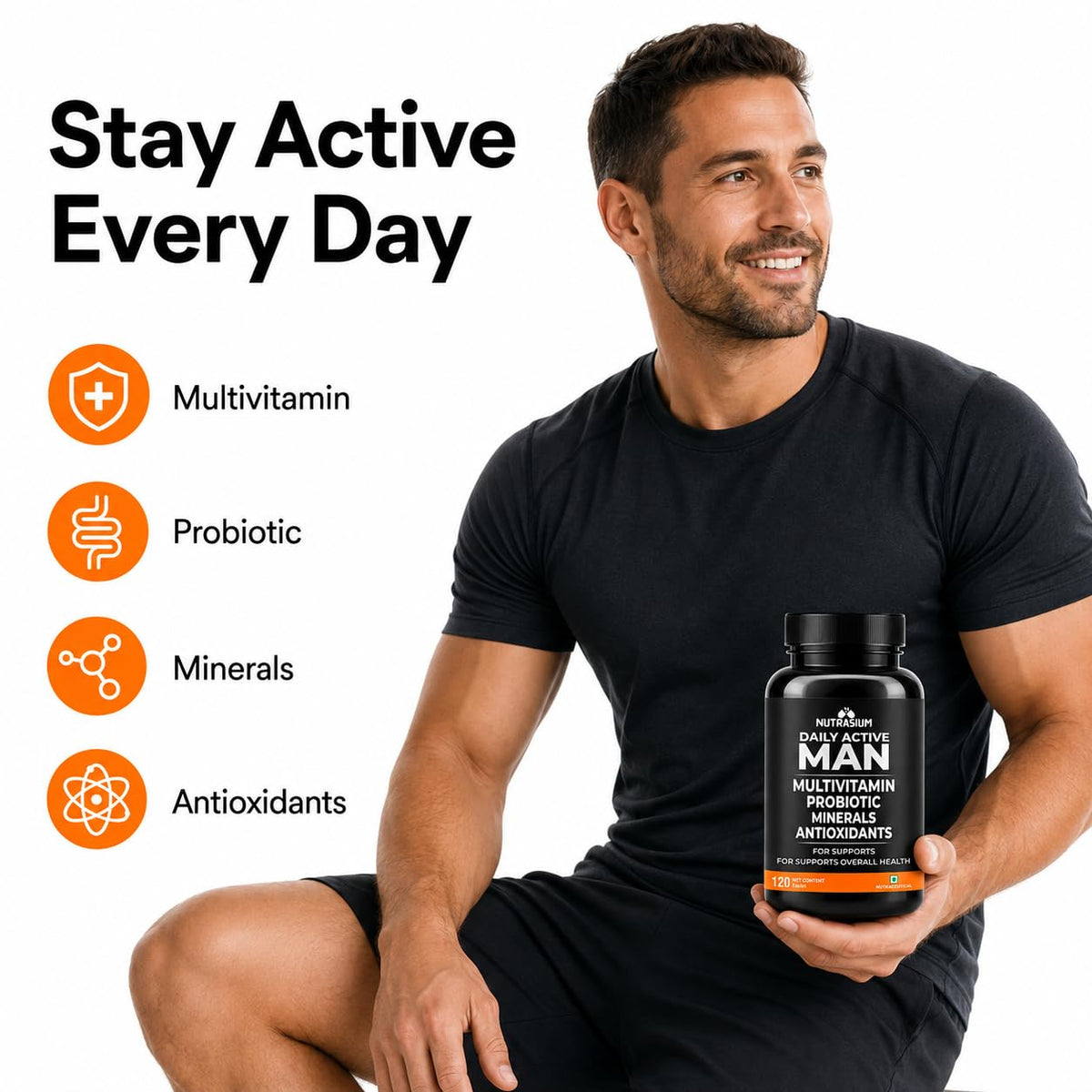 Nutrasium Multivitamin For Men | Immunity Energy Fitness Stamina | 120 Tabs