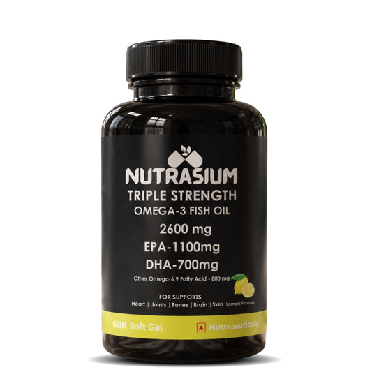 Nutrasium Omega-3 Fish Oil 2600mg | Heart Brain Eye Joints | 60 Softgels