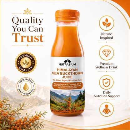 Nutrasium Sea Buckthorn Juice 300ml | Vitamin C | Omega 3-6-7-9 | 100% Pure