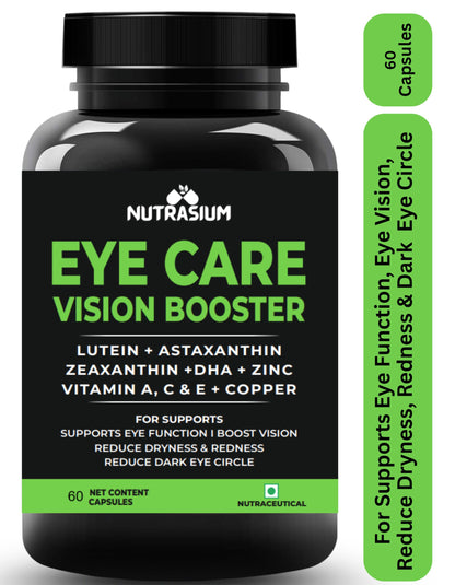 Nutrasium Eye Care | Lutein, Zeaxanthin Astaxanthin Eye Supplement | Supports Healthy Vision, Helps Reduce Digital Eye Strain & Fatigue from High Screen Time for Men, Women & Students