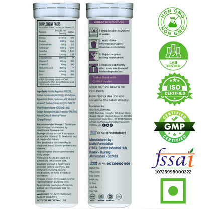 Nutrasium Glutathione Tablets, 500mg, 60 Effervescent Tablets