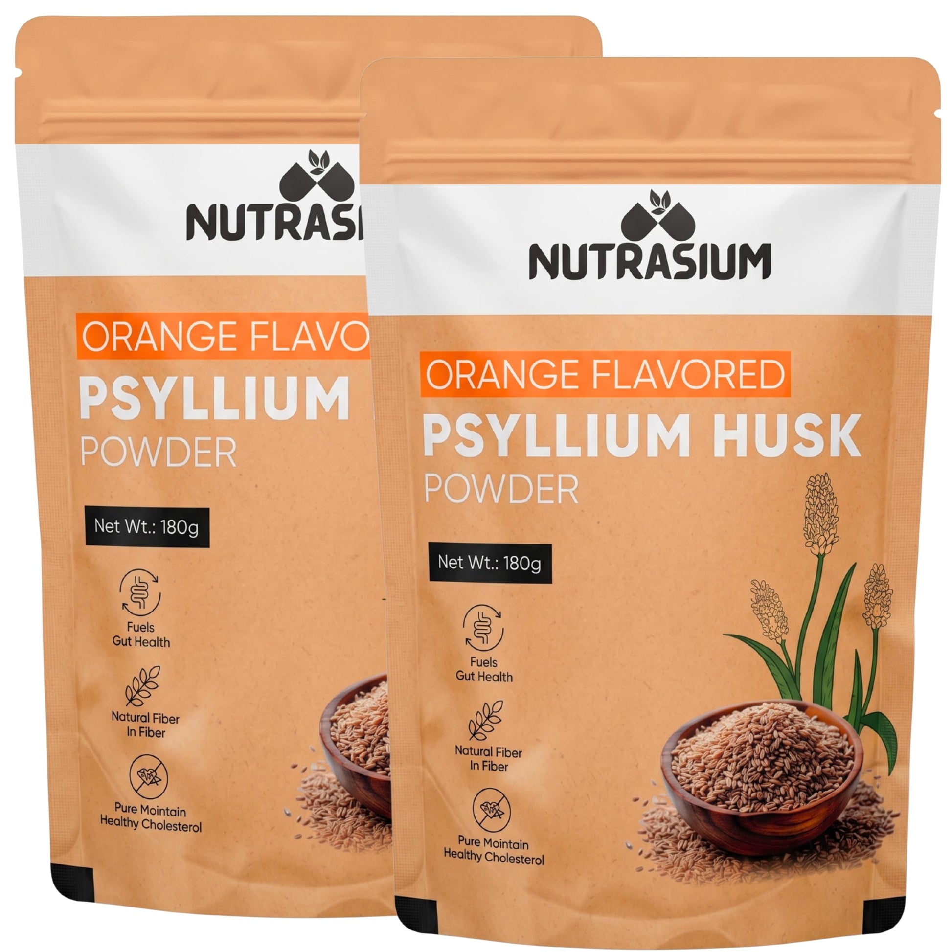 Nutrasium Psyllium Husk Powder 360g (Pack of 2) | Isabgol | Natural Dietary Fiber | Supports Digestive Health & Regularity