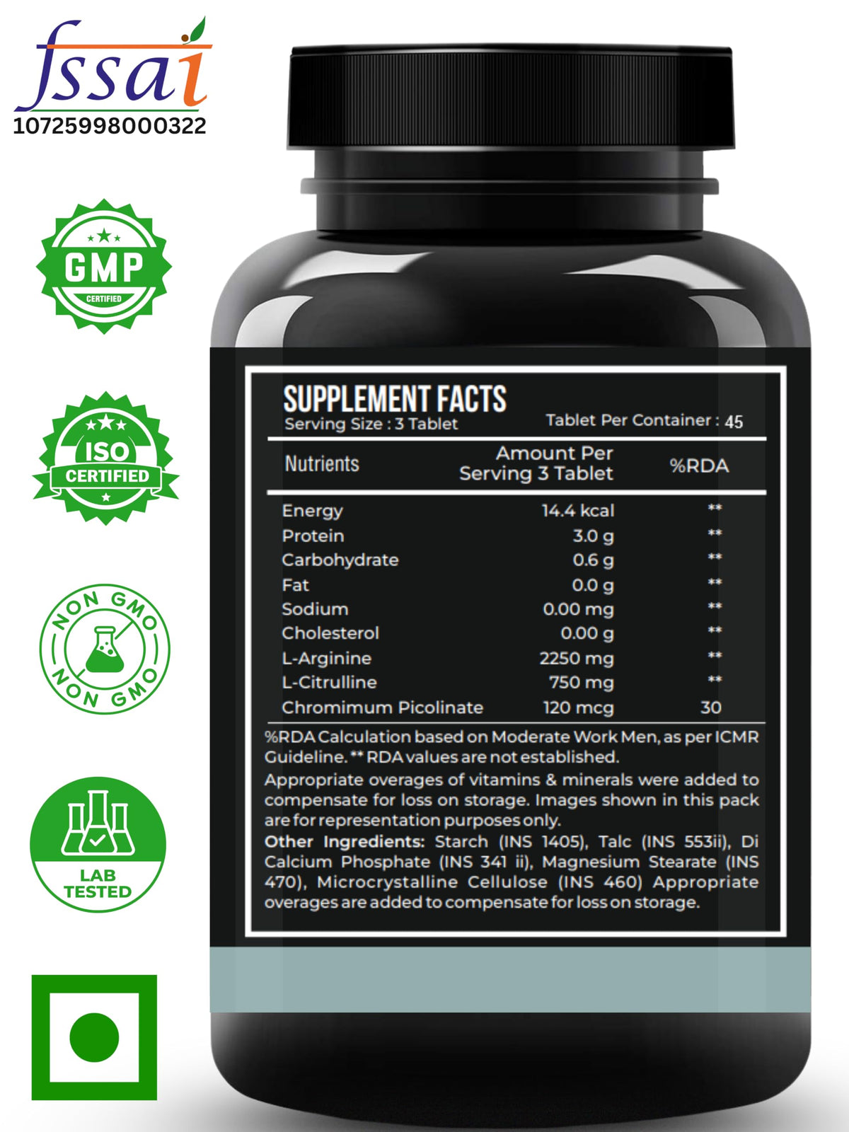 Nutrasium L-Arginine 2250 mg Tablets | Amino Acid Dietary Supplement | 45 Tablets | High Strength L-Arginine Formula | Easy to Swallow Tablets | Daily Nutritional Supplement for Adults | Unflavored