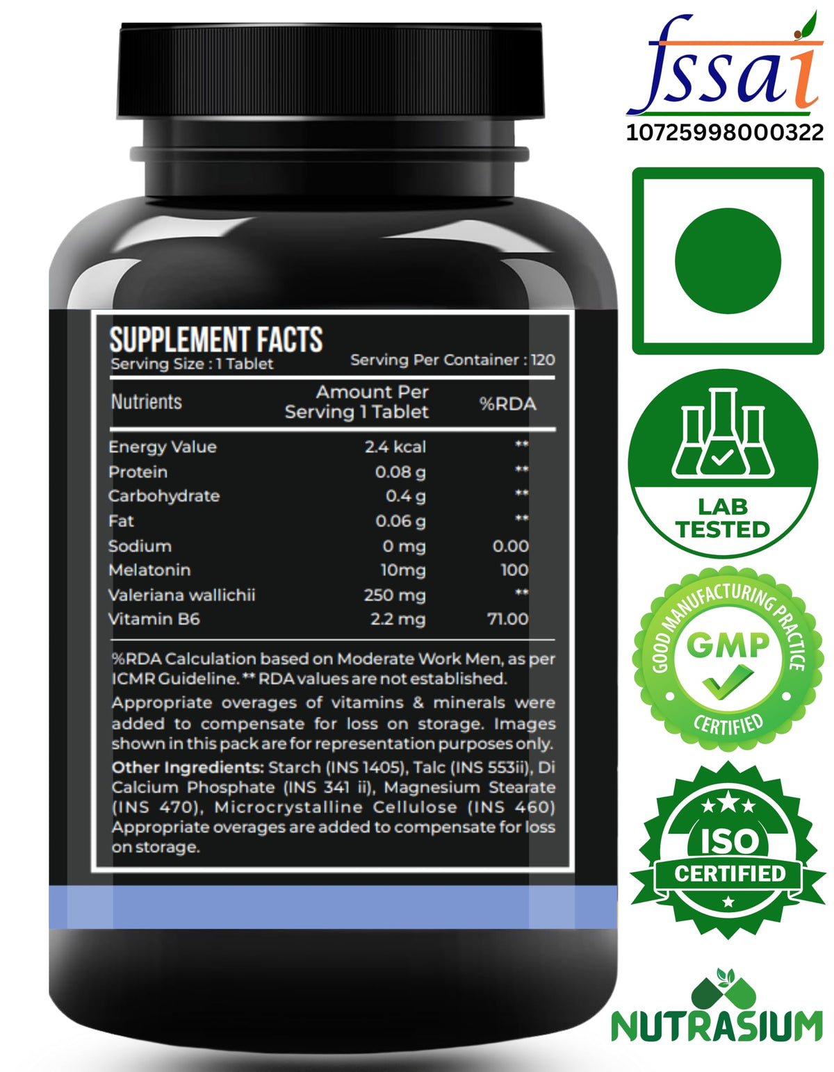 Nutrasium Melatonin 10 mg Sleeping Pill with Tagar 250 mg | Sleep Supplement for Men & Women | Melatonin Tablet for Restful & Deep Natural Sleeps | Sleep Care Tablets 120 (120 Tablets, Sleep Care)