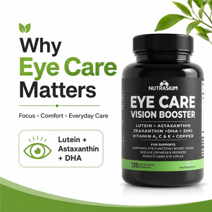 Nutrasium Eye Care | Lutein Zeaxanthin Astaxanthin | Eye Strain | 120 Tabs