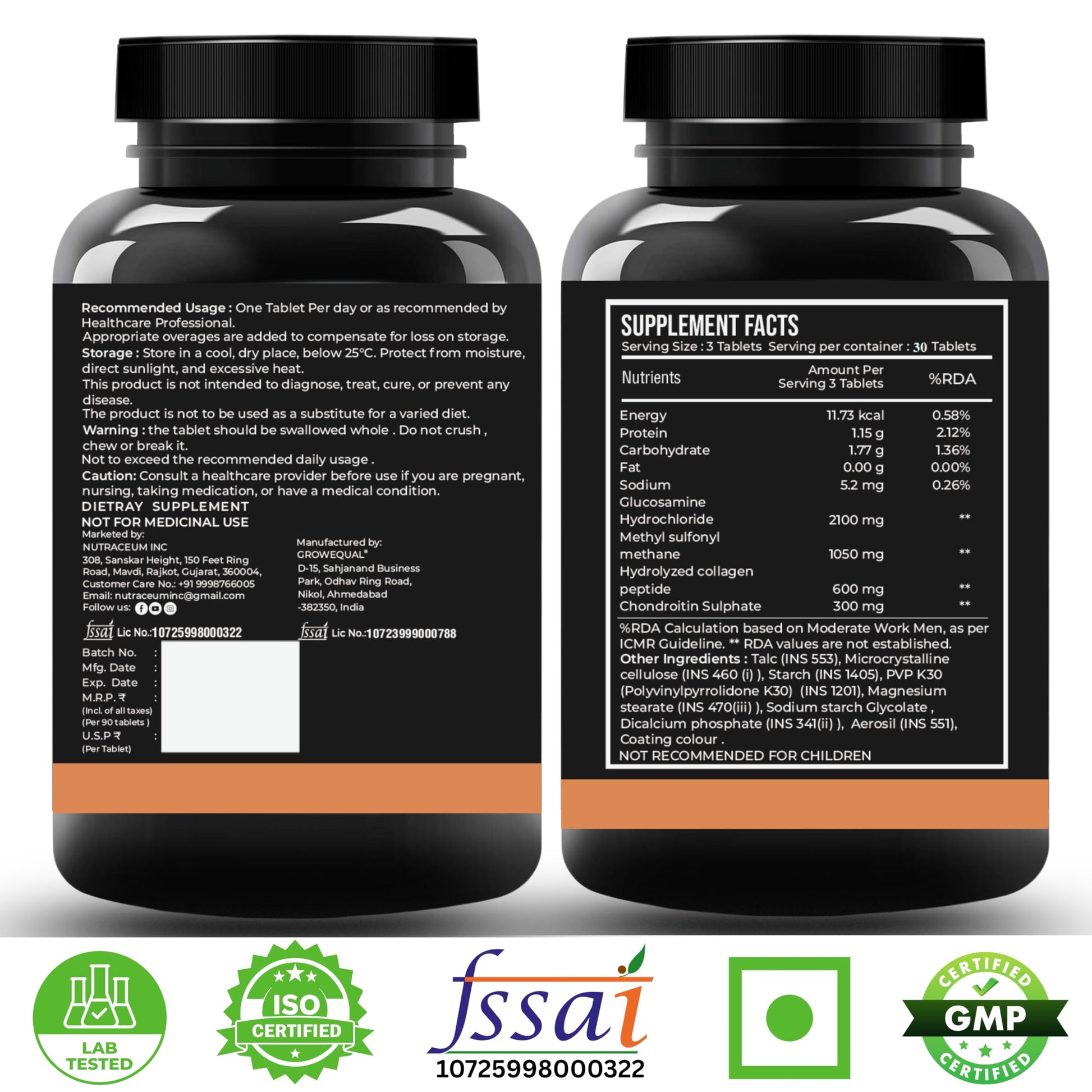 Nutrasium Glucosamine 1500mg | Joint Support | Cartilage & Muscle | 30 Tabs