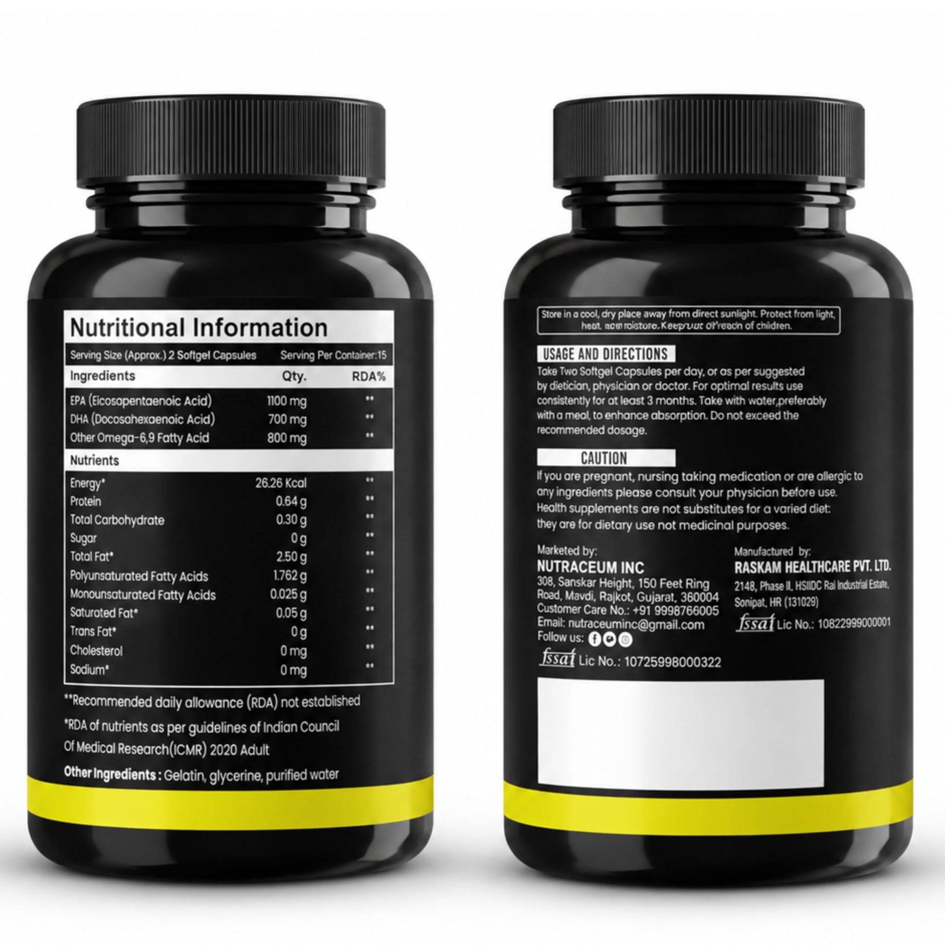 Nutrasium Omega-3 Fish Oil 2600mg | Triple Strength | Heart Brain Eye Joint Skin Bone | 30 Softgels