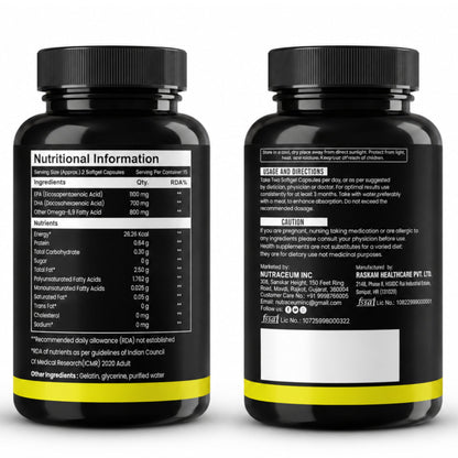 Nutrasium Omega-3 Fish Oil 2600mg | Heart Brain Eye Joints | 60 Softgels