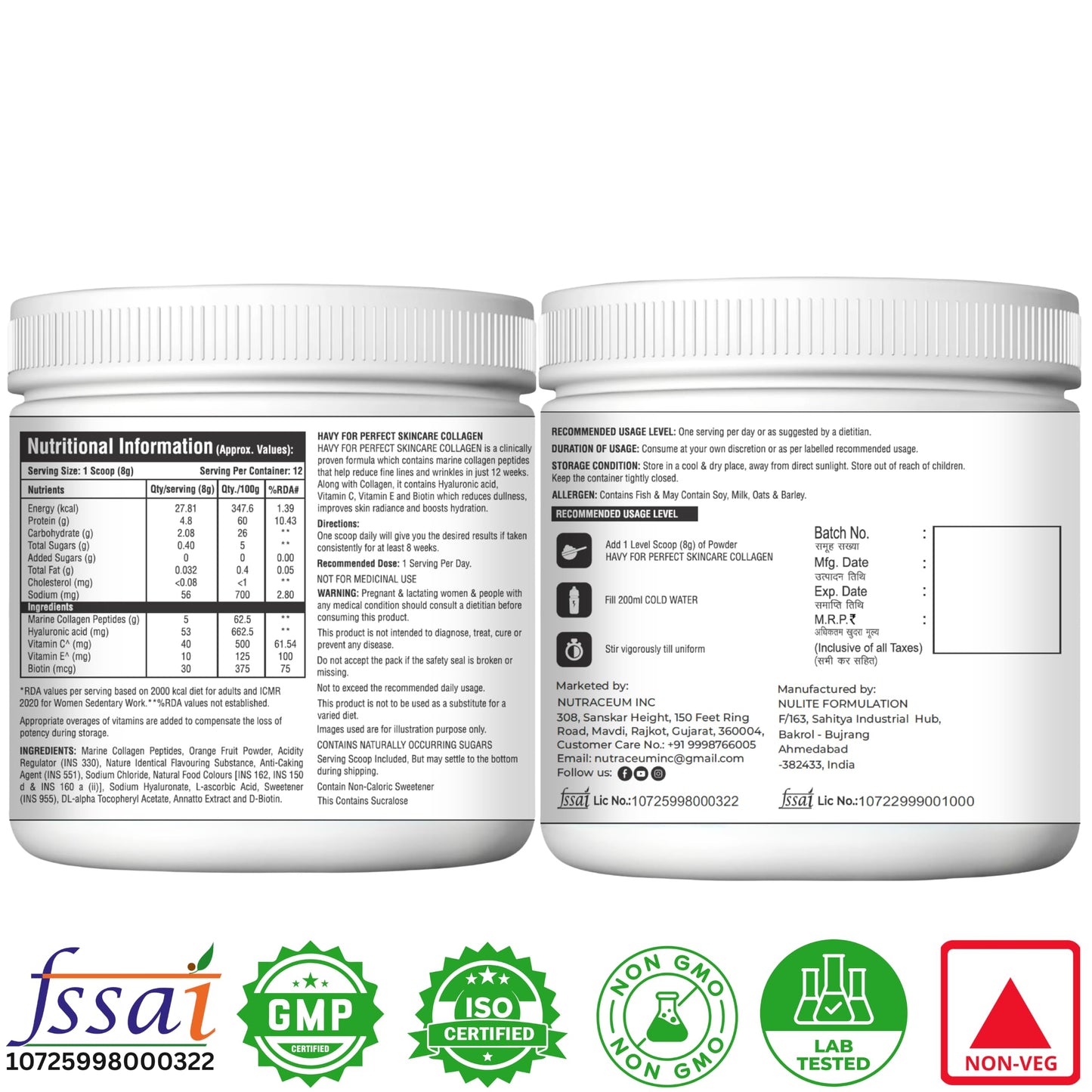 Nutrasium Marine Collagen Supplement with Vitamin C & Hyaluronic acid for Men & Women | Skin, Joints, Hair & Nails | Hydrolyzed Peptides Fast Absorption | Added Biotin & Zinc | 100 Gram Refrashing Lemin Mint Flavour