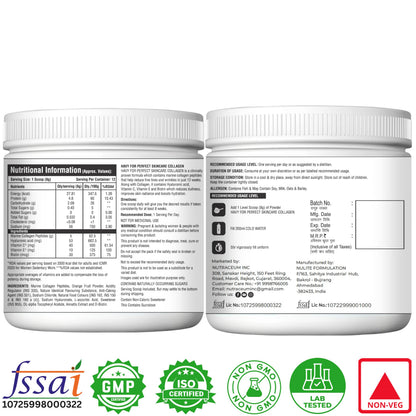 Nutrasium Marine Collagen Supplement with Vitamin C & Hyaluronic acid for Men & Women | Skin, Joints, Hair & Nails | Hydrolyzed Peptides Fast Absorption | Added Biotin & Zinc | 100 Gram Refrashing Lemin Mint Flavour