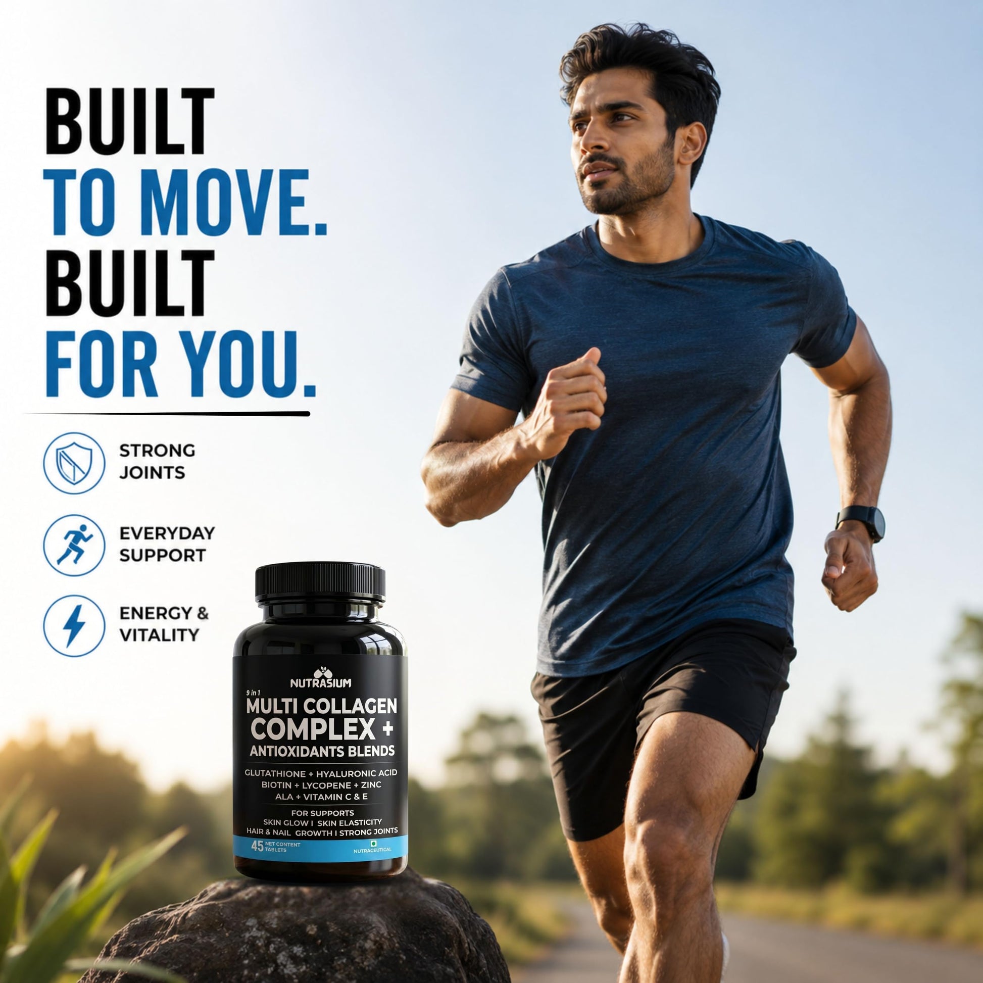 Nutrasium Multi Collagen Complex | Glutathione | Hyaluronic Acid | Skin & Hair | 90 Tabs