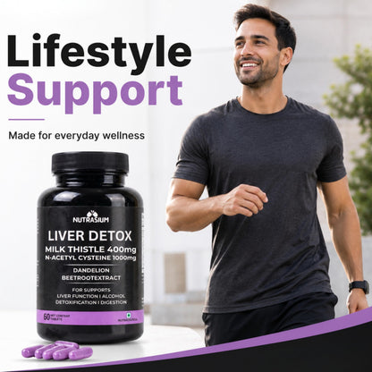 Nutrasium Liver & Lung Detox | Milk Thistle | NAC | Dandelion | 60 Tabs