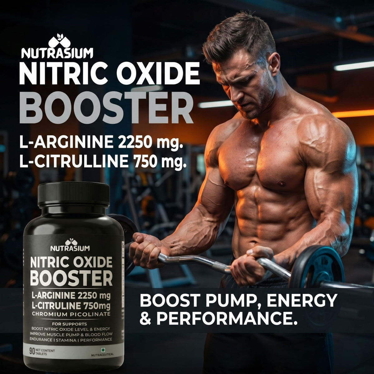 Nutrasium L-Arginine 2250 mg Tablets | L-Arginine Amino Acid Dietary Supplement | 90 Tablets | High Strength Formula | Daily Nutritional Supplement for Adults | Unflavored