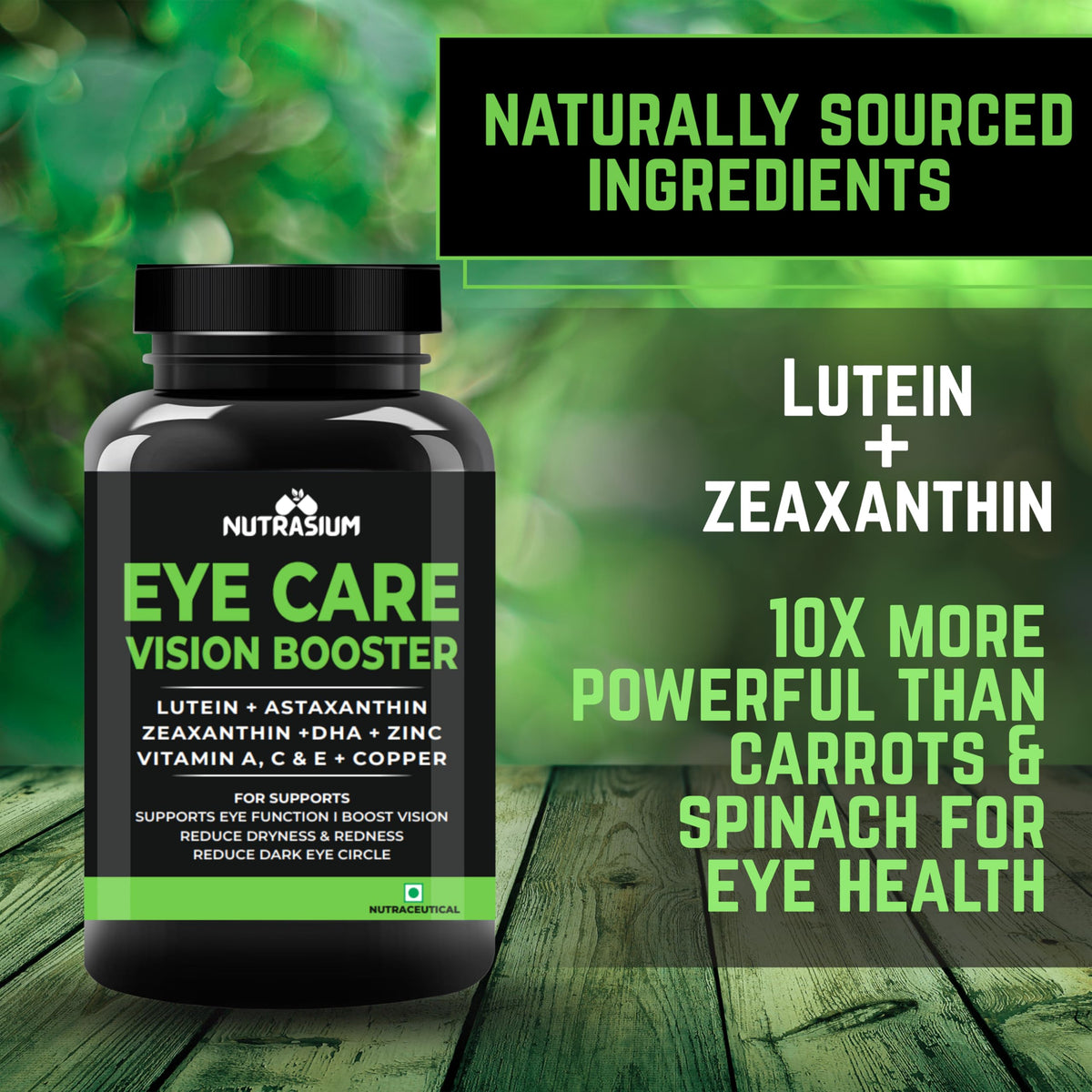 Nutrasium Eye Care | Lutein, Zeaxanthin Astaxanthin Eye Supplement | Supports Healthy Vision, Helps Reduce Digital Eye Strain & Fatigue from High Screen Time for Men, Women & Students