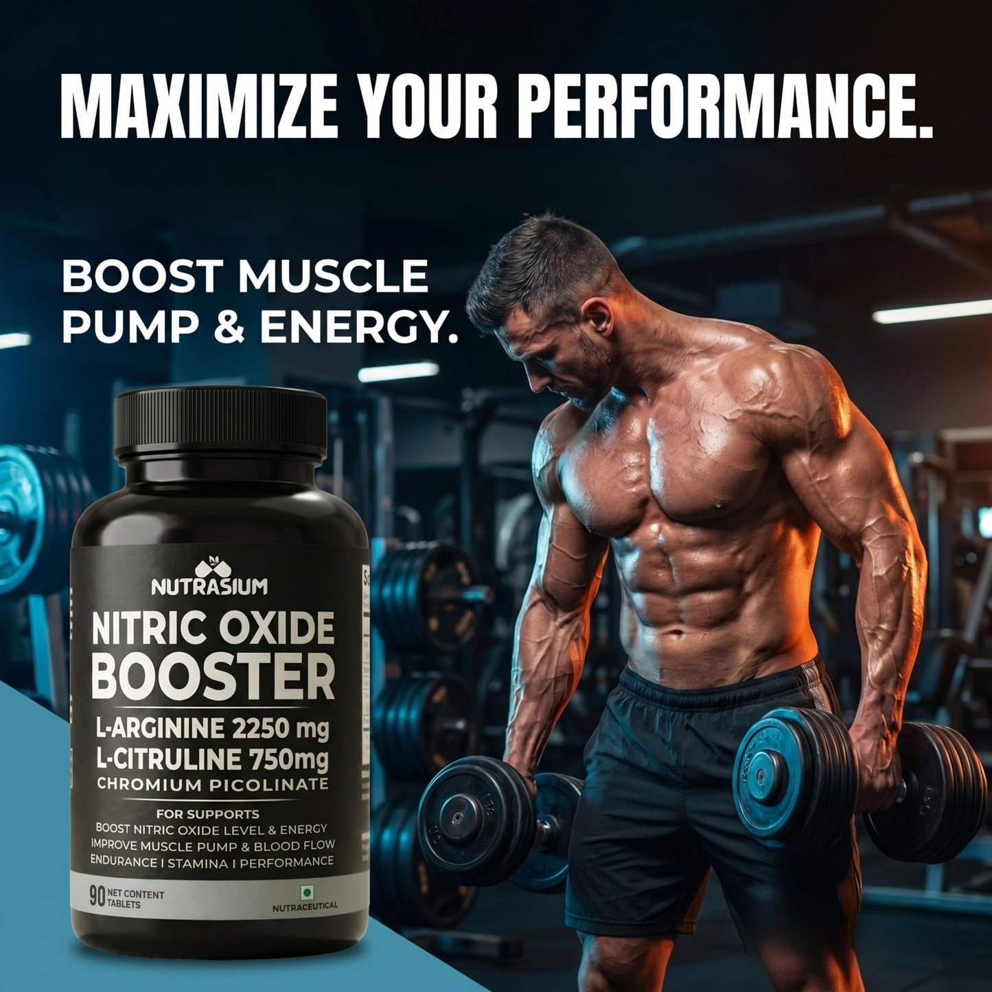 Nutrasium L-Arginine 2250 mg Tablets | L-Arginine Amino Acid Dietary Supplement | 90 Tablets | High Strength Formula | Daily Nutritional Supplement for Adults | Unflavored