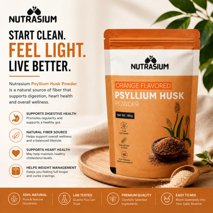 Nutrasium Psyllium Husk Powder | Isabgol Powder | Supports to Relieves Constipation | Rich Source Of Dietary Fiber Supplement For Digestion & Gut Health | 540 gram Orange Flavour | Pack Of 3