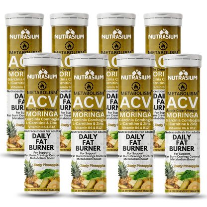 Nutrasium ACV Moringa Metabolism Plus | Apple Cider Vinegar Effervescent Tablet | For Supports Weight Loss, Control Cravings, Convert Fat Into Energy, Boost Energy & Immunity | 120 Tablets Pineapple